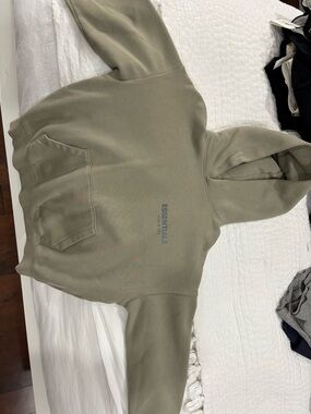 Essentials Olive Green Minimal Logo Hoodie